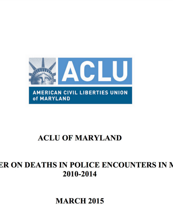 ACLU of MD Briefing Paper on Police Encounters
