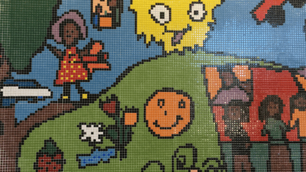 School mural of children