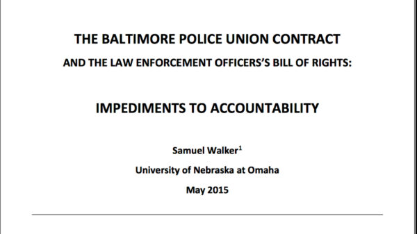 Balt City Police Union Contract Walker