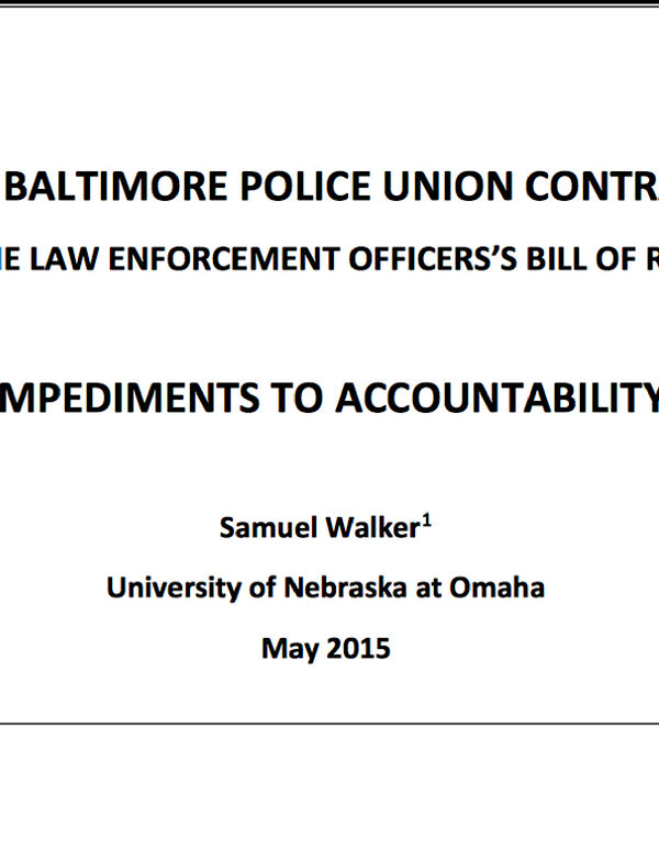 Balt City Police Union Contract Walker