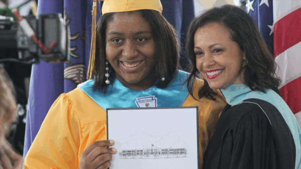 Student at graduation ceremony