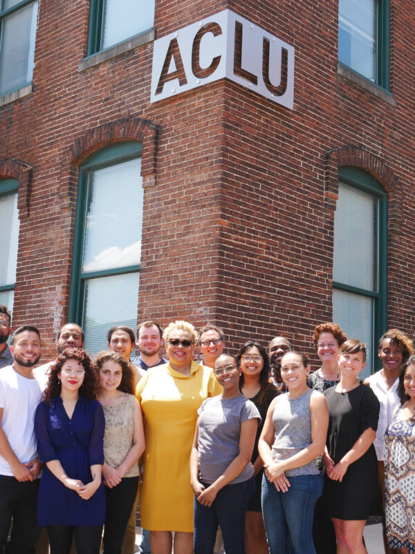 ACLU staff standing in front of the ACLU building in 2019