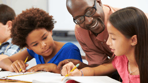 Teacher with students