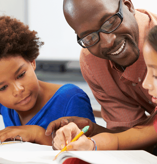 Teacher with students