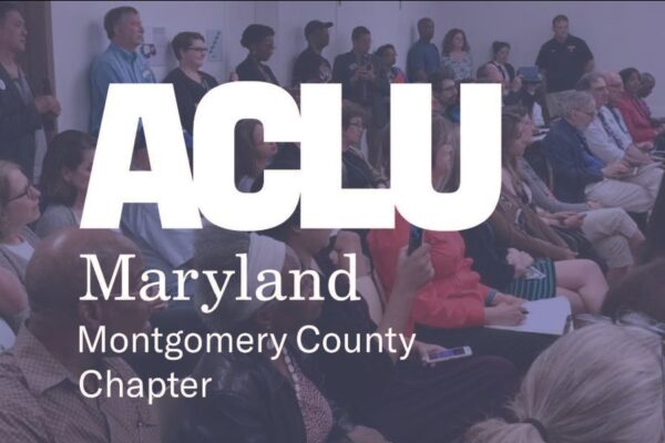 ACLU of Maryland Chapter Meeting - group photo with a blue transparent overlay