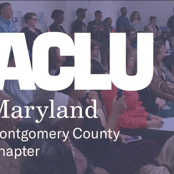 ACLU of Maryland Chapter Meeting - group photo with a blue transparent overlay