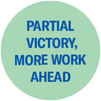 Partial Victory in a mint green circle