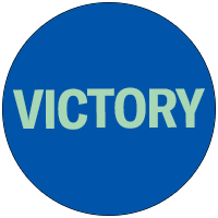 Victory in a blue circle