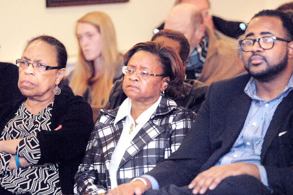 People attending NAACP Talbot County discussion of removal of the Talbot Boys monument in 2016