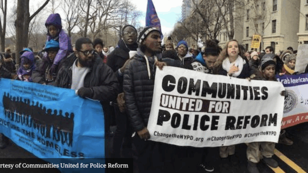 Communities United for Police Reform protest picture.