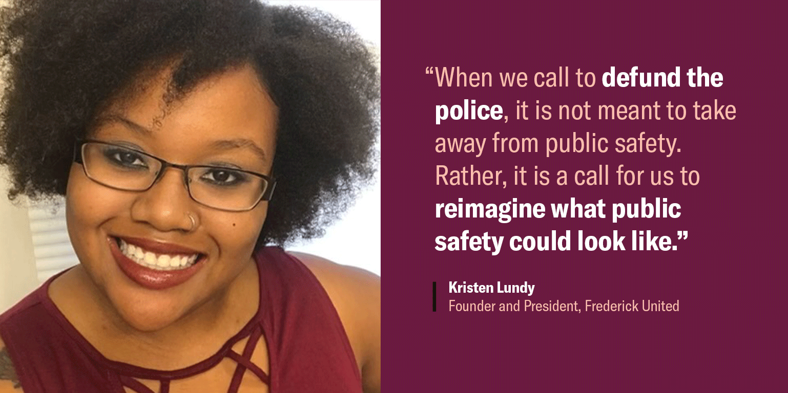 Image shows Kristen Lundy, a Black Latina, with short curly texture hair, wearing glasses, and smiling. The quote says,