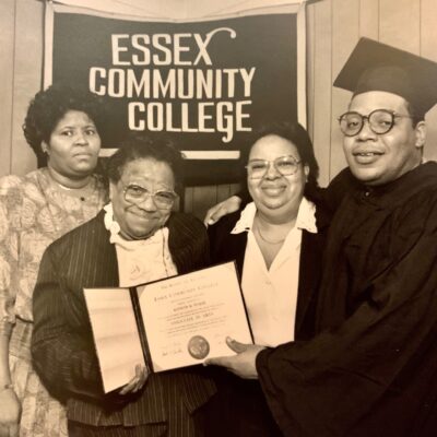 Kenneth Tucker receives diploma from Essex Community College. He is pictured with family members.