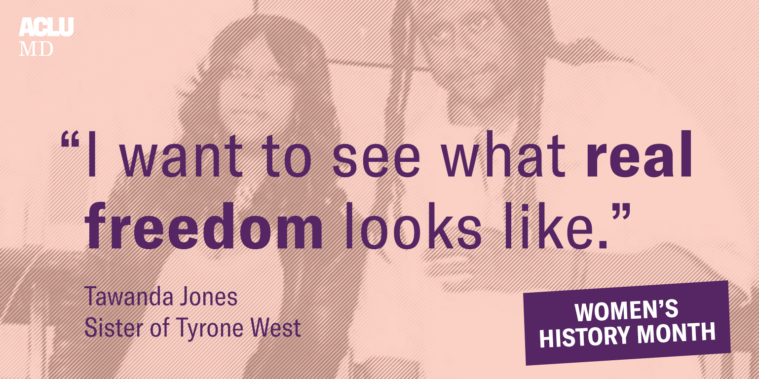 Image has a picture of Tawnda Jone and her brother Tyrone West. The quote says, "I want to see what real freedom looks like."