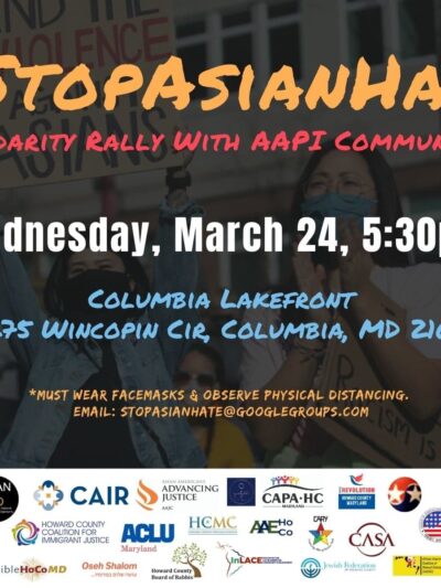 Stop Asian Hate rally on Wednesday, March 24, 5:30pm.