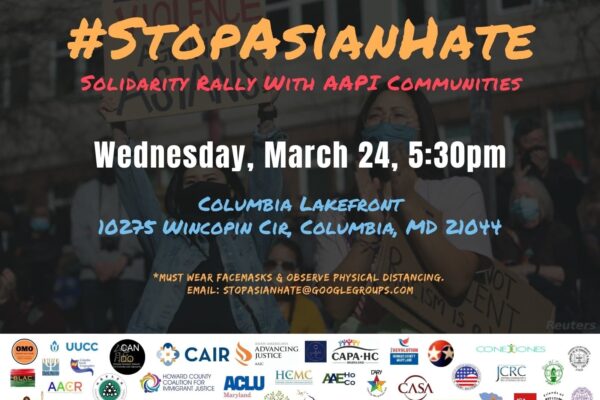 Stop Asian Hate rally on Wednesday, March 24, 5:30pm.