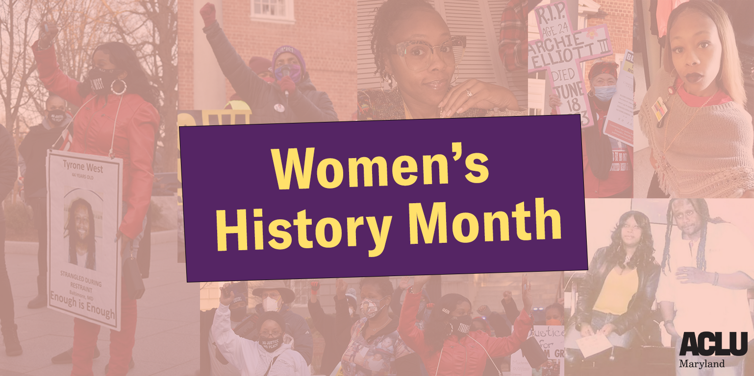 Women's History Month image has a collage of photos of Tawanda Jones and Ashley Overbey Wood.