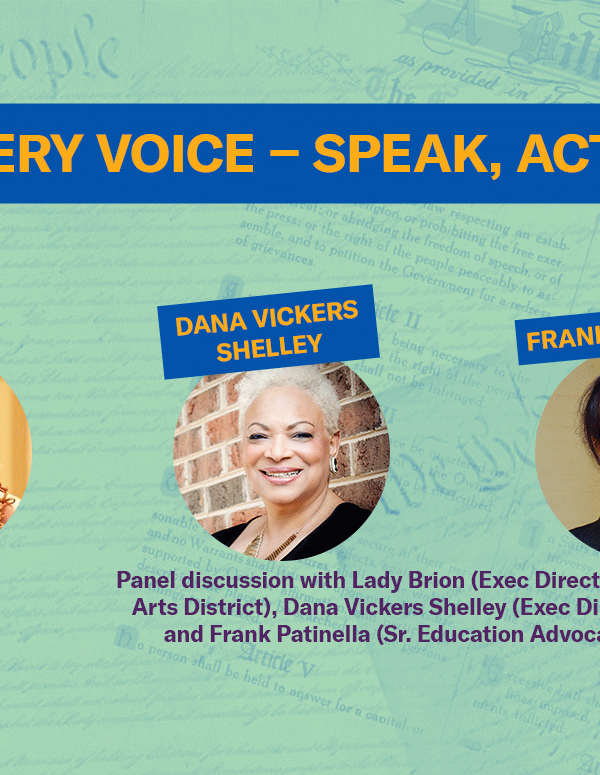 Lift Every Voice - Speak, Act, Vote! Join us for a virtual Constitution Day & ACLU of Maryland's 90th anniversary event. Lady Brion, Dana Vickers Shelley, and Frank Patinella are pictured and highlighs inlcude a spoken word performace and panel.