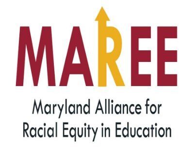 Maryland Alliance for Racial Equity in Education logo. The R in MAREE has an arrow pointing up.
