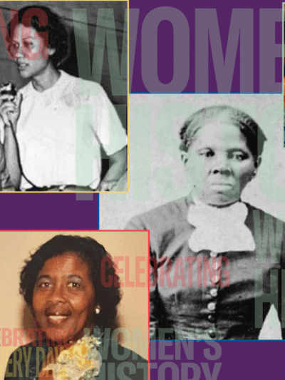 Collage image with poictures of women highlighted in the blog: Pauline Tsui, Elisabeth Gilman, Gloria Richardson Dandridge, Fannie Birckhead, Harriet Tubman, Sharon Brackett, Rachel Carson, and Carmen Delgado Votaw.