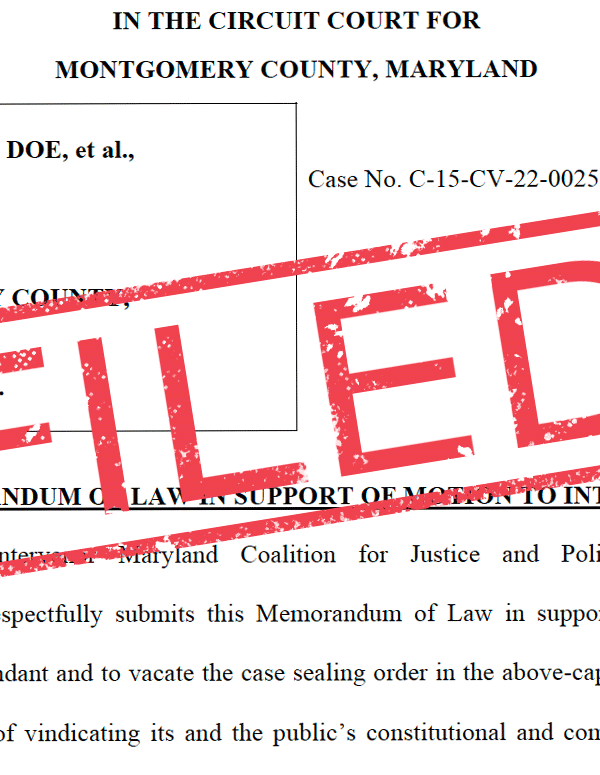 FILED stamp over the MCJPA brief in support of motion to intervene and exhibits page 1.