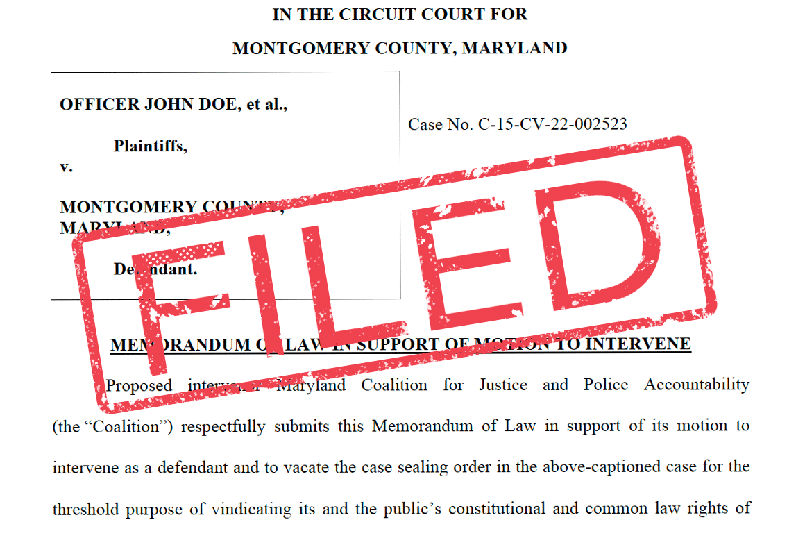 FILED stamp over the MCJPA brief in support of motion to intervene and exhibits page 1.