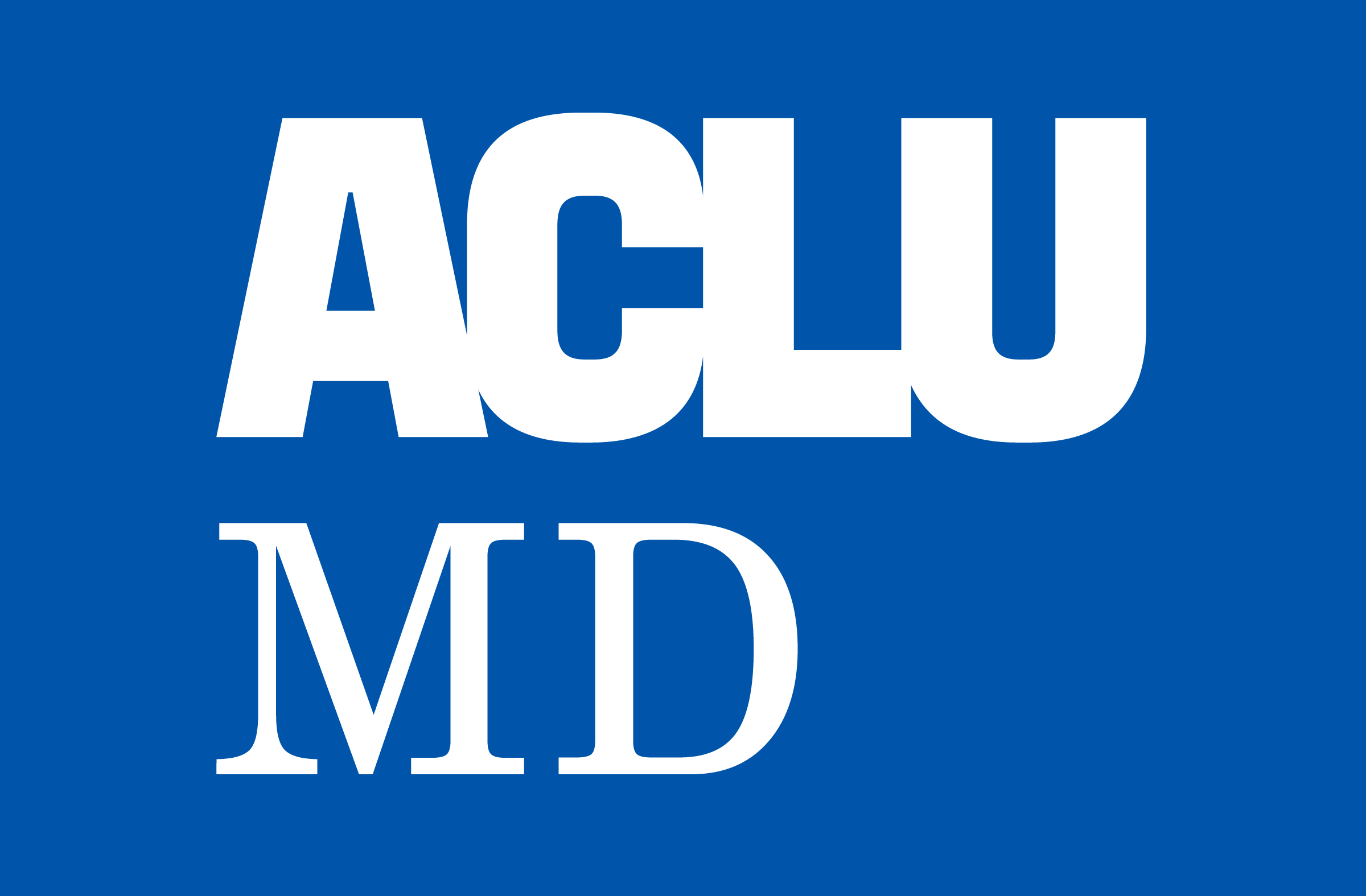 ACLU MD logo white on blue background