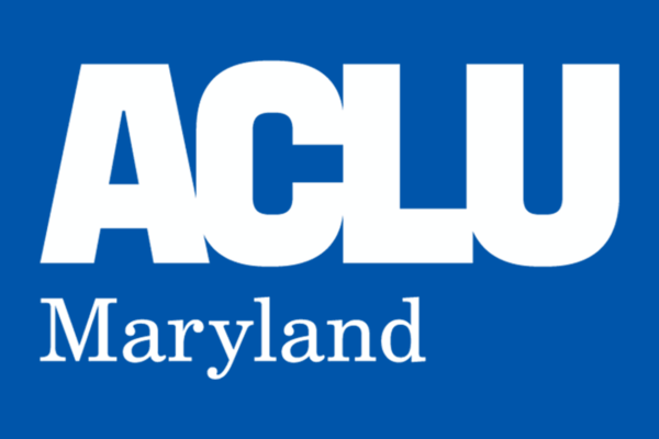 ACLU of Maryland logo with a blue background.