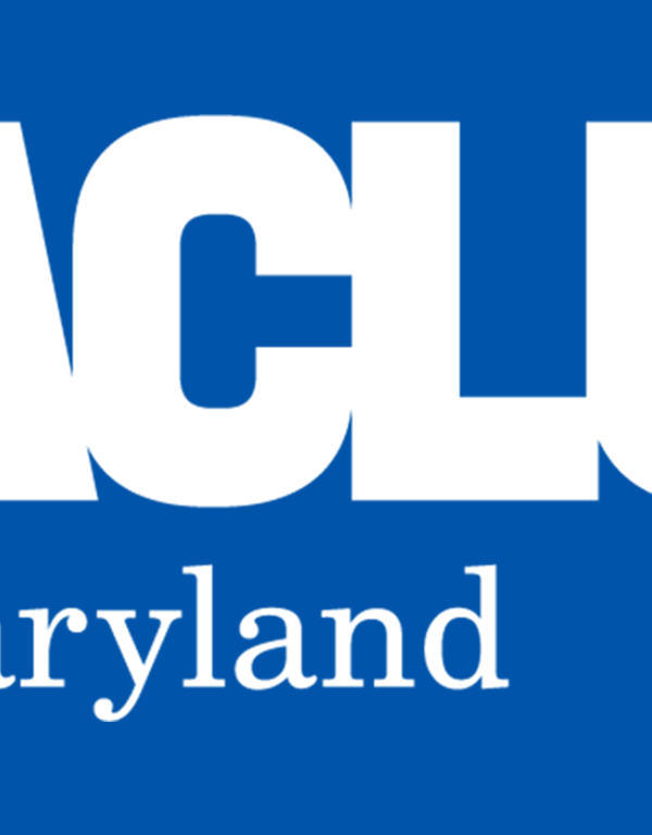 ACLU of Maryland logo with a blue background.