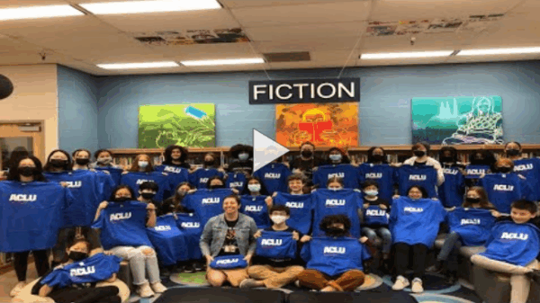 ACLU-MD Executive Director Dana Vickers Shelley visits with Crofton Middle School Changemakers
