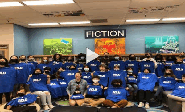 ACLU-MD Executive Director Dana Vickers Shelley visits with Crofton Middle School Changemakers
