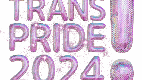 Baltimore Trans Pride 2024 bubble glittery letters.