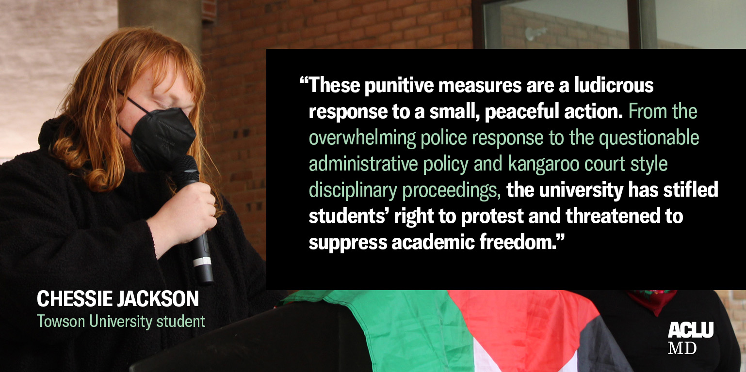 ACLU Defends Student Free Speech In Support of Palestine at Towson ...