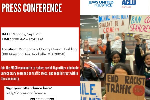Freedom to Leave Act Works Session and Press Conference, Monday, September 16, at the front of the Montgomery County Council Building.