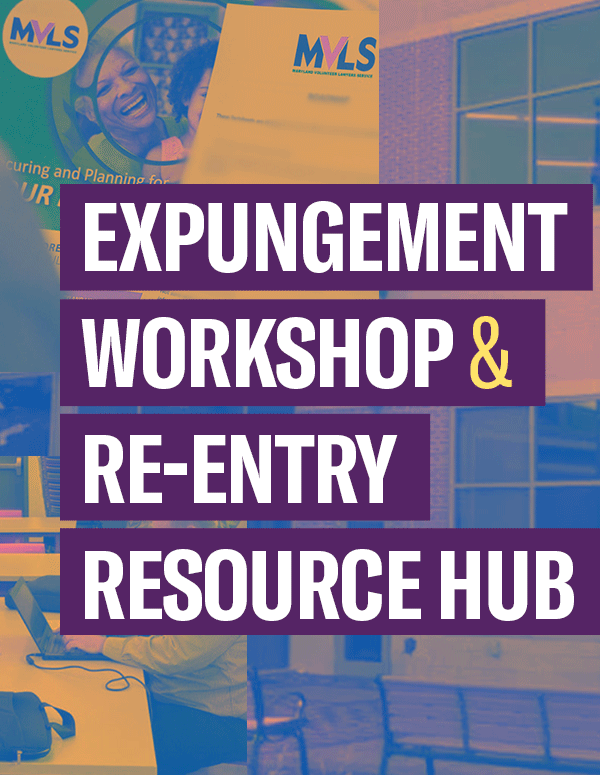 Expungement worksho and re-entry resource hub. The event is at Waldorf West Library.