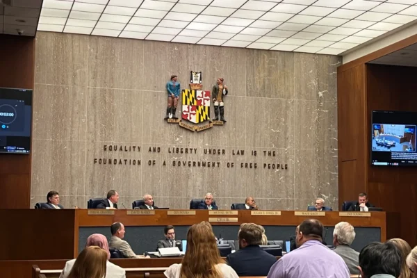 The Baltimore County Council listens to testimony during public hearings Tuesday, Aug. 26.
