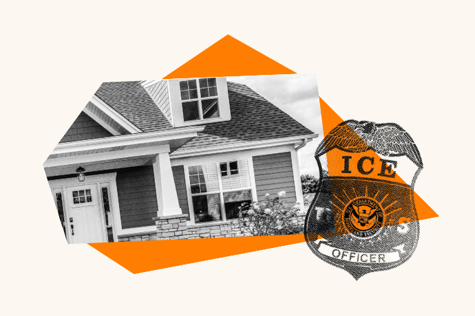 orange backdrop of home, ice badge
