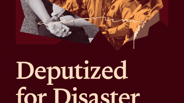 masked police seen in red.