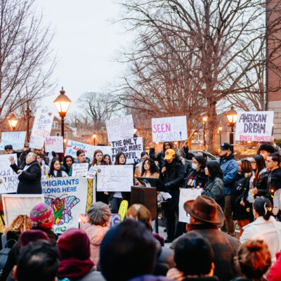 protesters holding signings a Lawyers mall