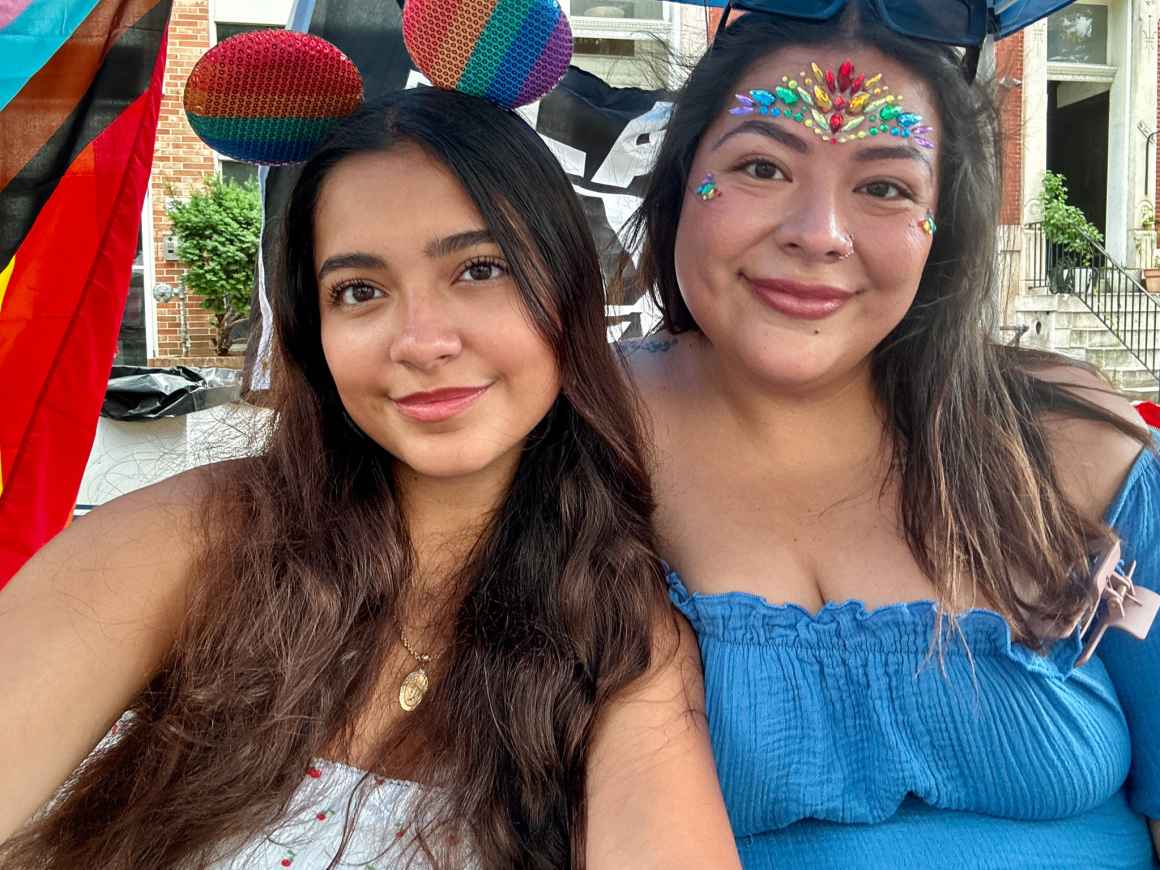 Lorena Diaz with her sister Sarah at the Baltimore Trans Pride event in Baltimore City.