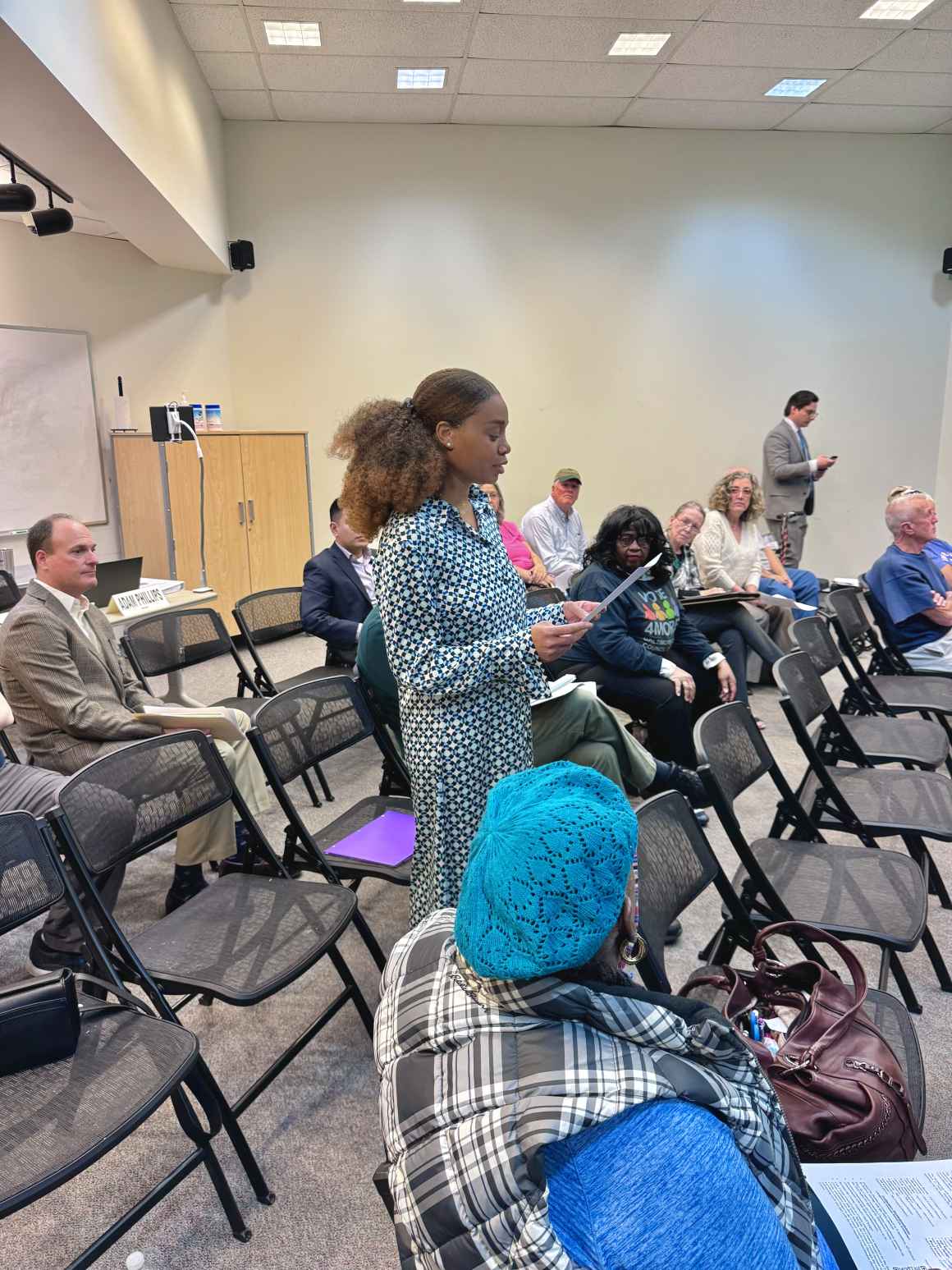 Veronica Dunlap testifies at a Baltimore County hearing on Council expansion.