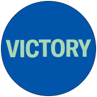 Victory in a blue circle