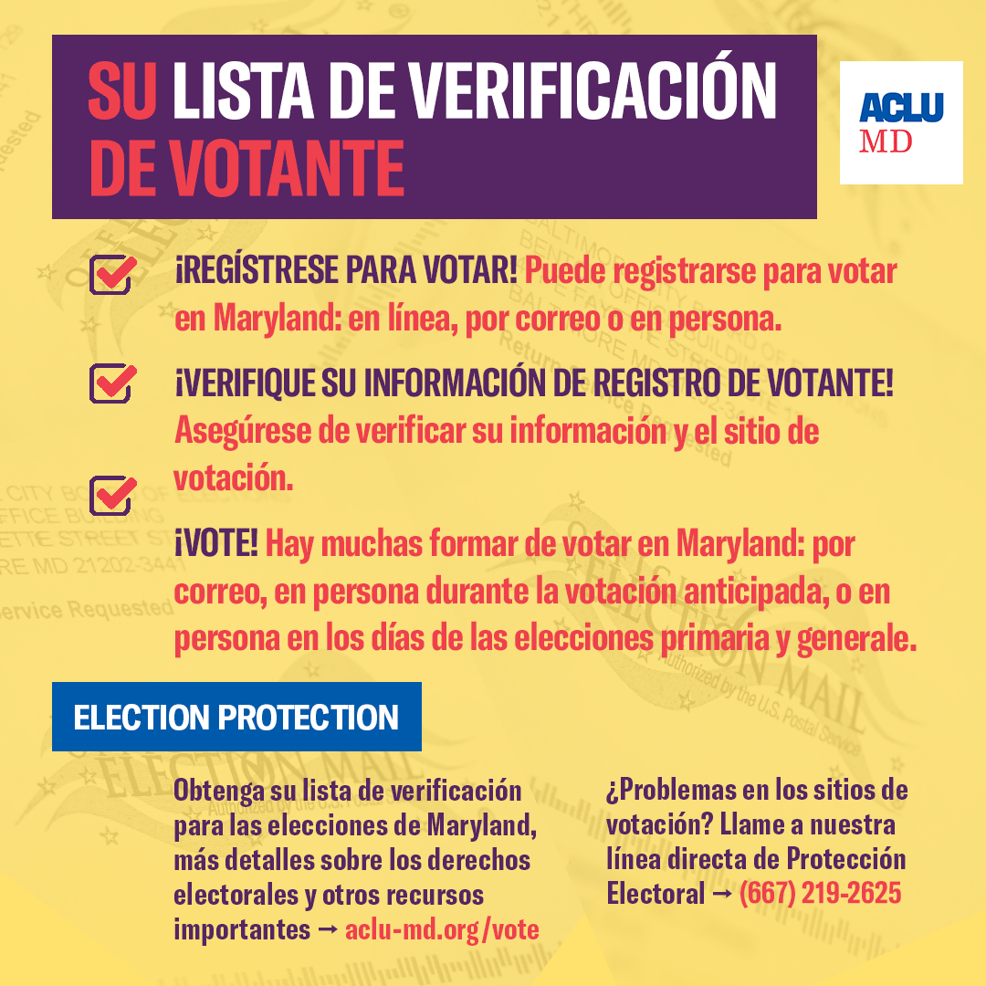 Su lista de verificación de votante. Regístrese para votar. Verifique su información de votante. Vote.