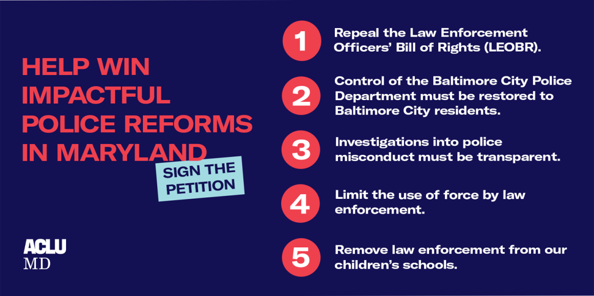 Help win impactful police reforms in Maryland - Sign the petition