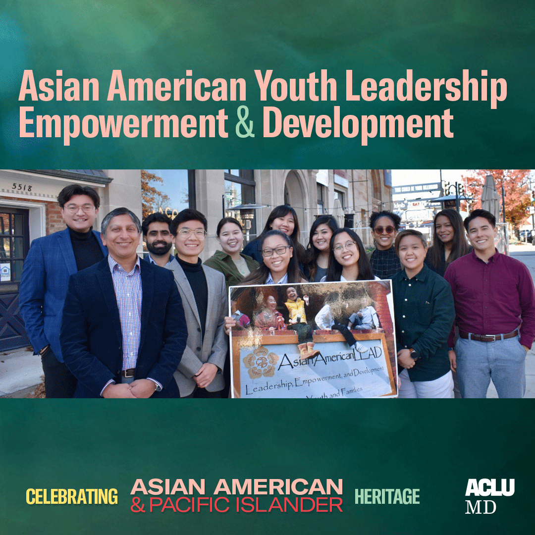 Celebrating Asian American Pacific Islander Heritage. Asian American Youth Leadership Empowerment & Development. Group photo outside of members of the organzation. 