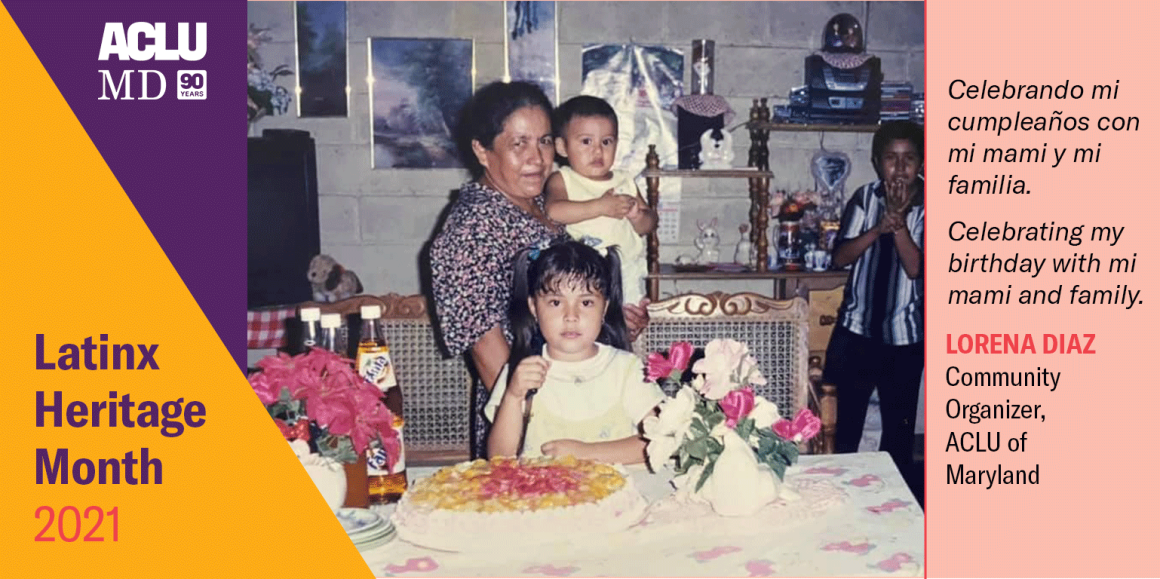 Lorena Diaz as a young girl. Celebrando mi cumpleaños con mi mami y mi familia. Celebrating my birthday with mi mami and family.