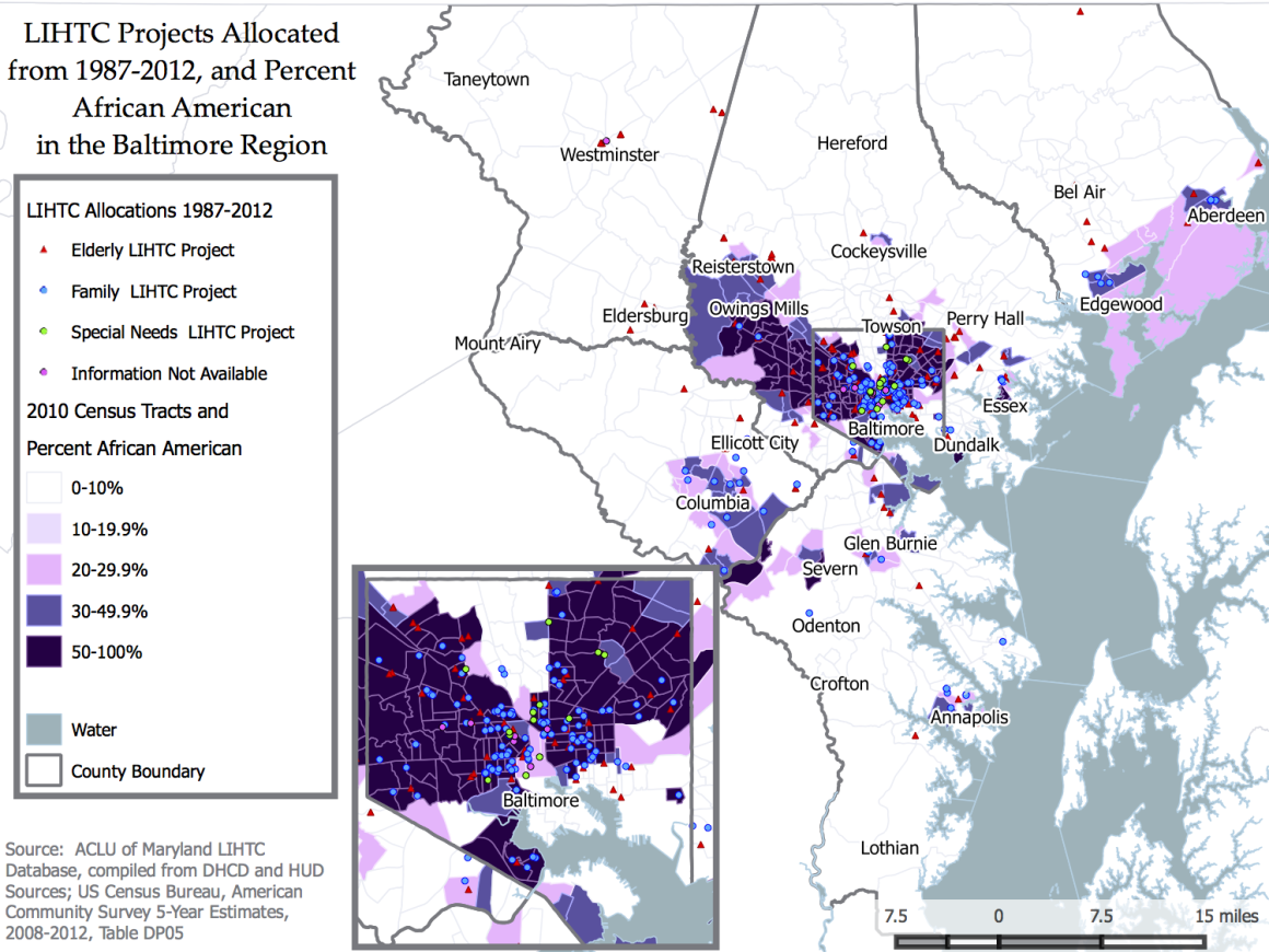 LIHTC 87-12 and Pcnt AA -  Baltimore Region