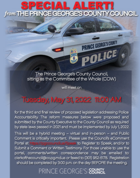 Prince George's County PAB Hearing May  31 2022 at 11 am flyer