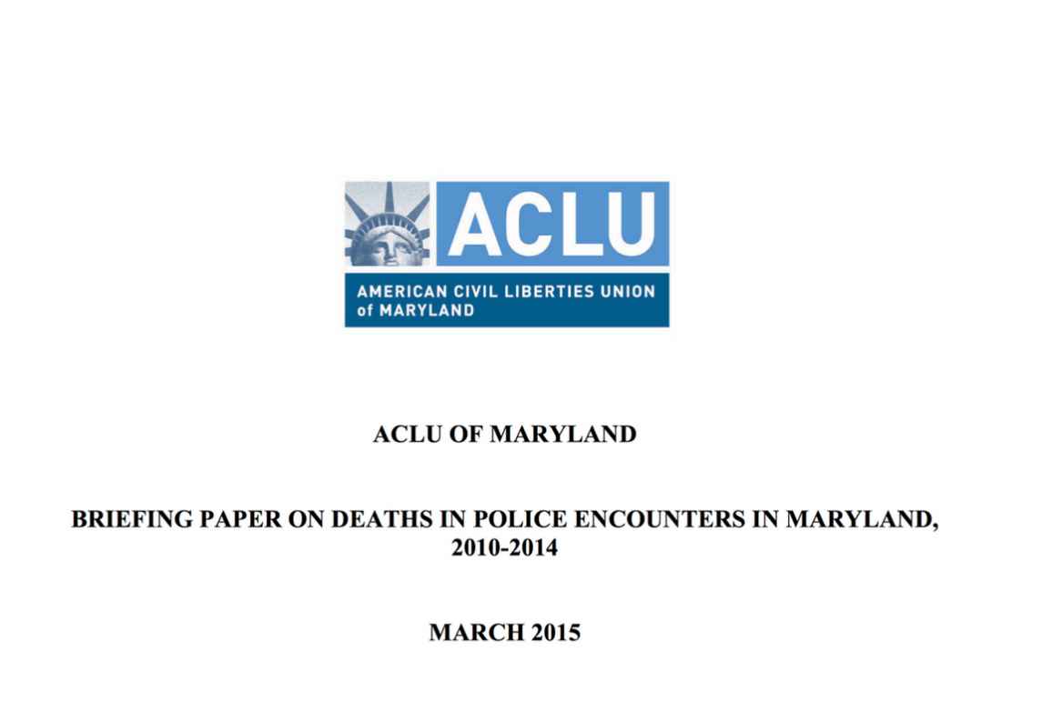 ACLU of MD Briefing Paper on Police Encounters