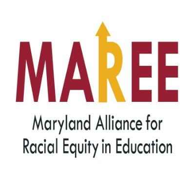 Maryland Alliance for Racial Equity in Education logo. The R in MAREE has an arrow pointing up.