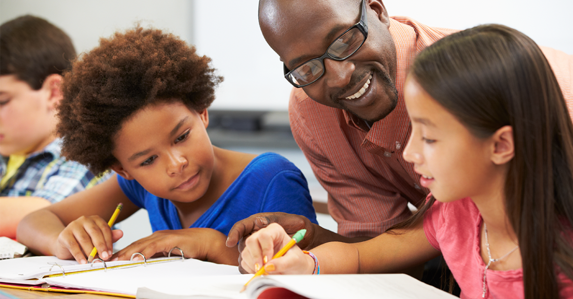 Teacher with students